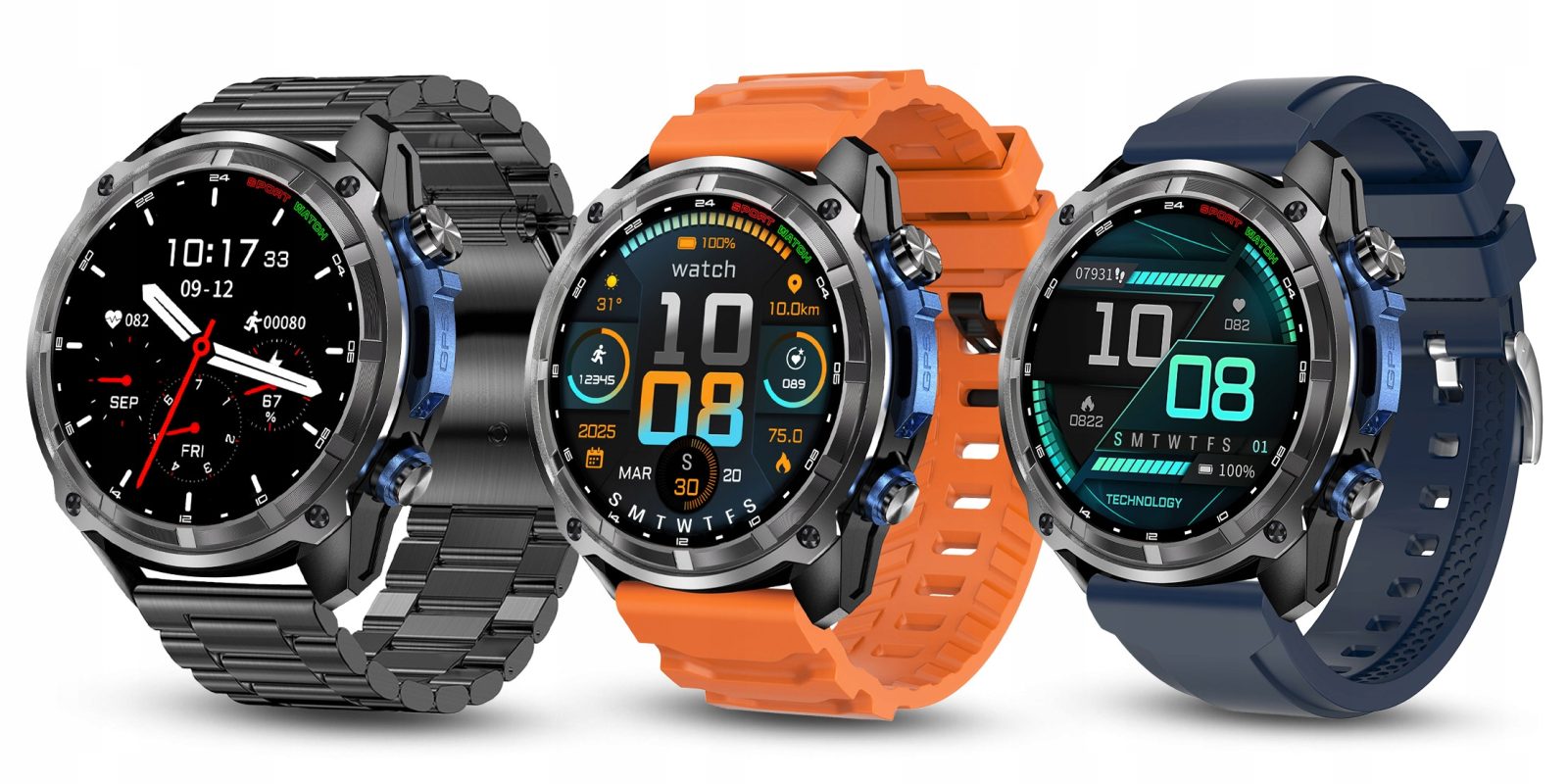 Smartwatch-Meski-Zegarek-Menu-PL-GPS-Amoled-Dyktafon-Wodoodpony-860mAh-Material-paska-stal