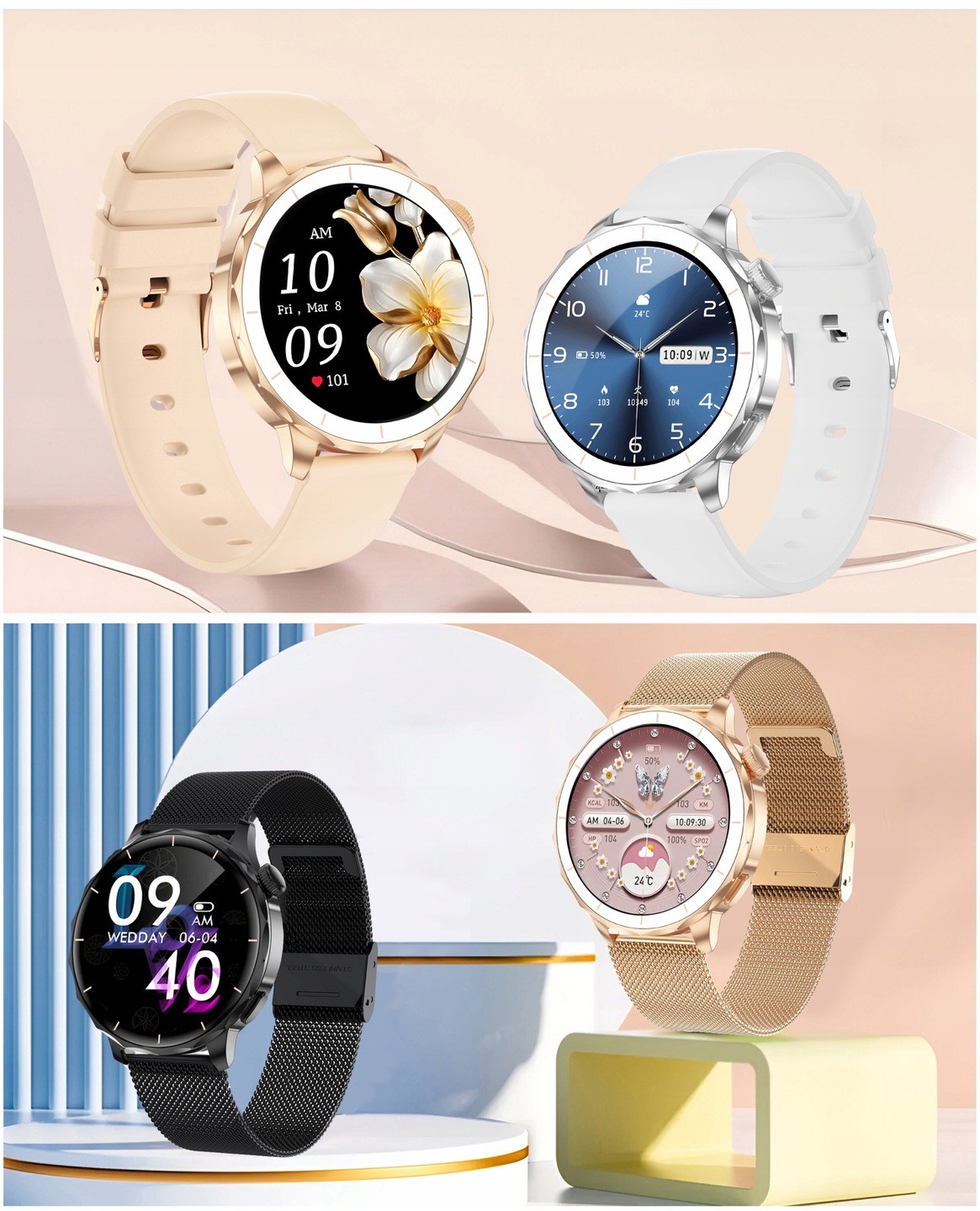Smartwatch-DAMSKI-SMARTWATCH-GPS-MAPY-GOOGLE-DYKTAFON-ZDJECIA-VIDEO-APLIKACJE-Szerokosc-koperty-43-mm
